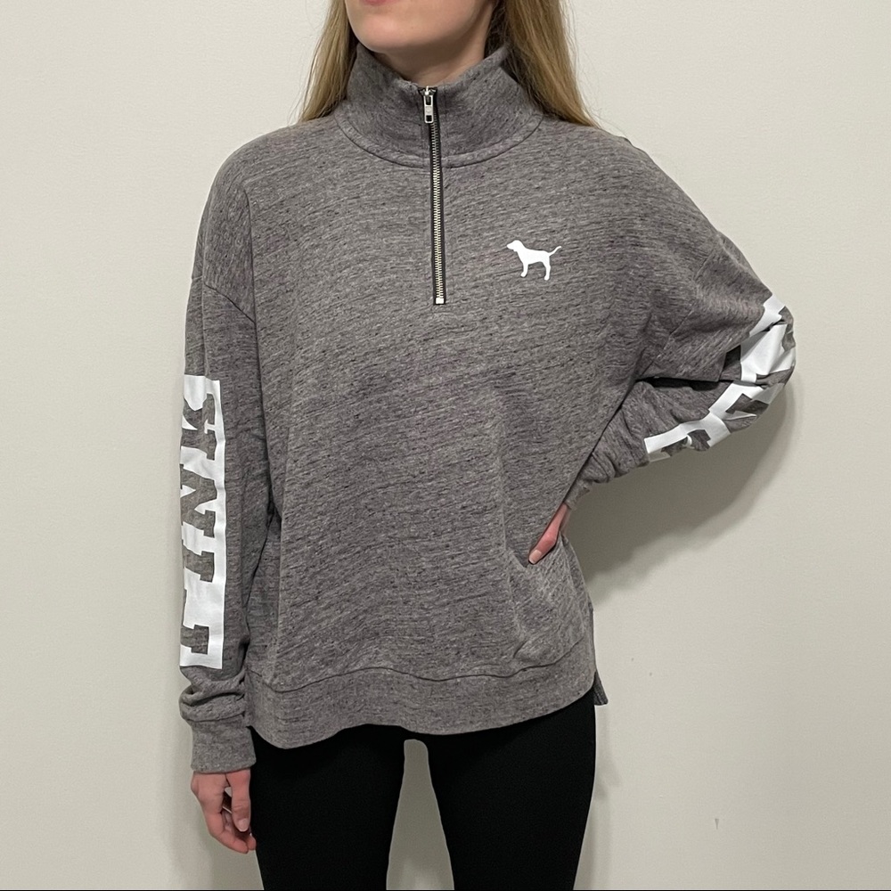 Pink Quarter-Zip - Small Gray White 💜 - Picture 1 of 6